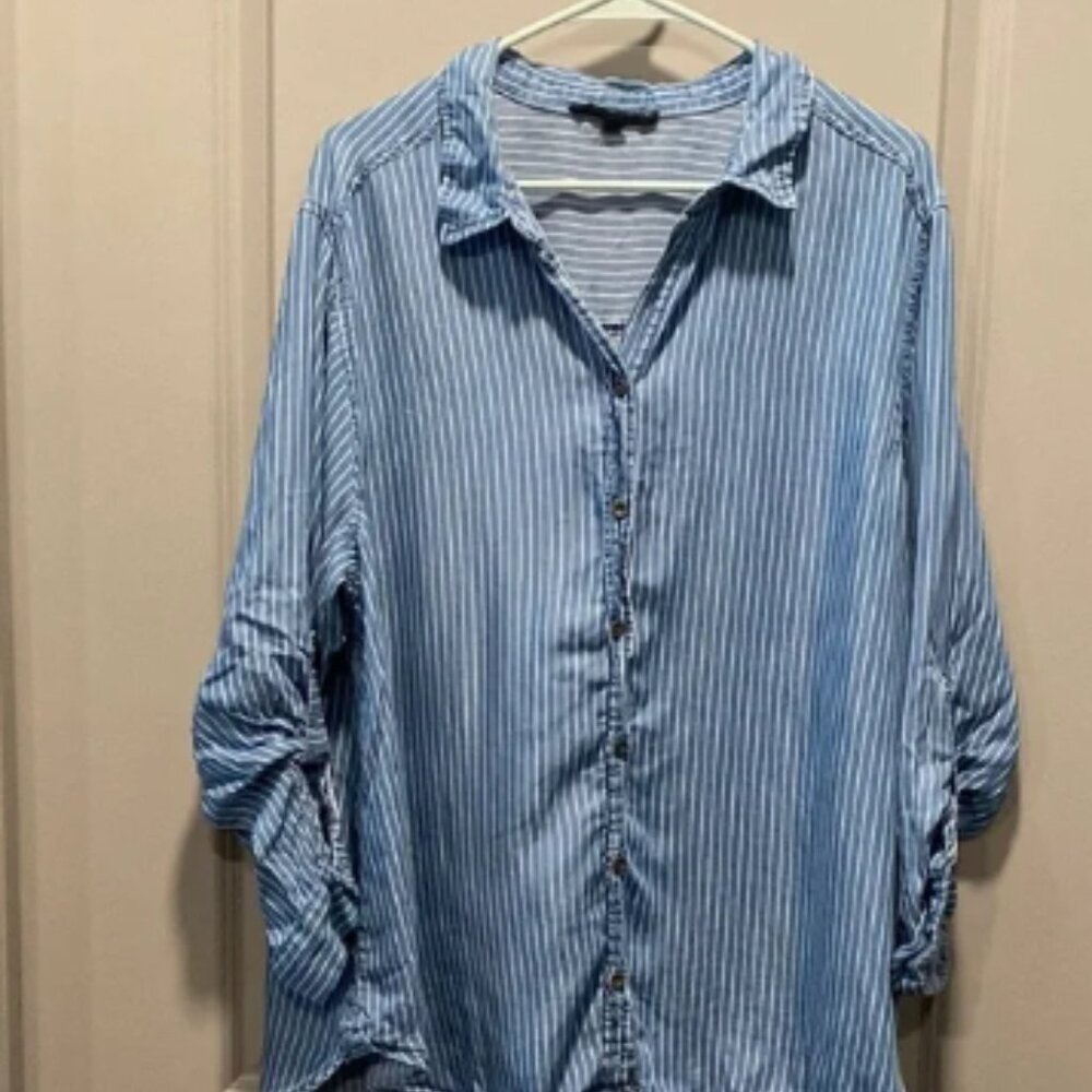 Blue Striped Button-Up Shirt